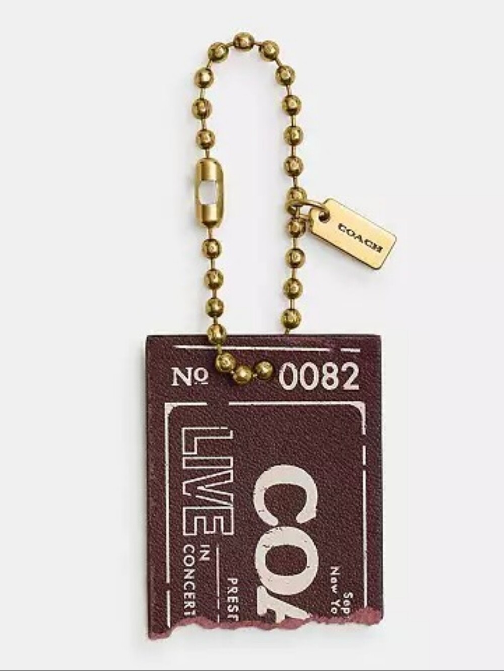 *NWT* COACH Live In Corncert Leather Ticket Bag Charm In Merlot